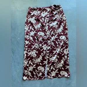 Satin Floral ZARA High Wasted Midi Skirt